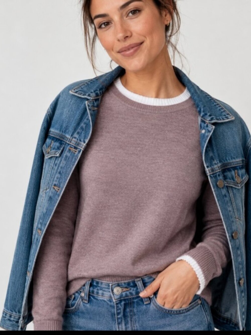 Vila Milano sweater lavender pleated accents women's size LG